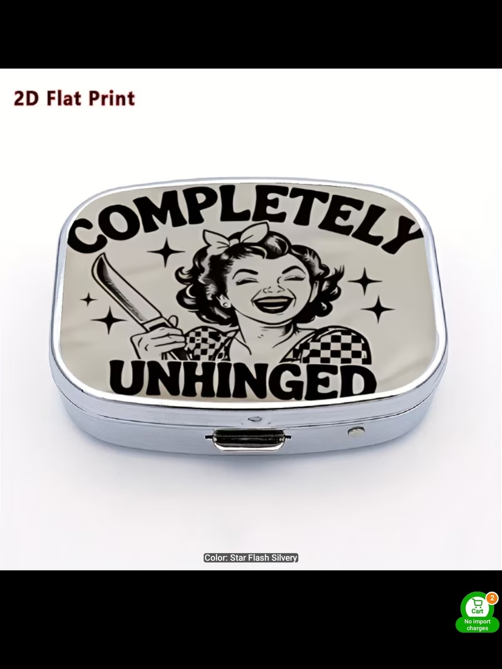 Completely Unhinged Silver Portable Pill Accessory Case